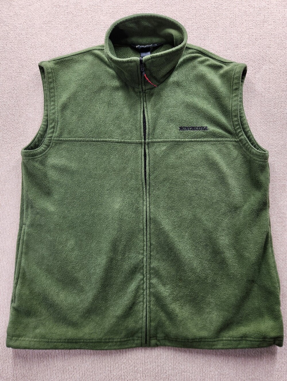 Winchester Men's XL Green Fleece Full Zip Vest Pockets Embroidered Logo